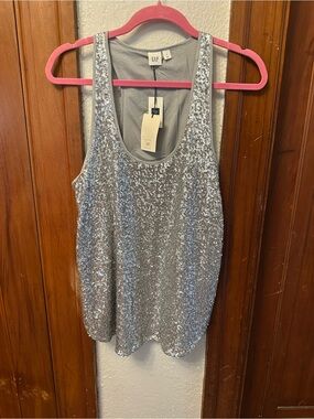 GAP Silver Sequin Tank Top NWT